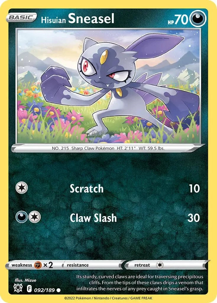 Hisuian Sneasel (092/189) (Theme Deck Exclusive) [Sword & Shield: Astral Radiance] | Jack's On Queen