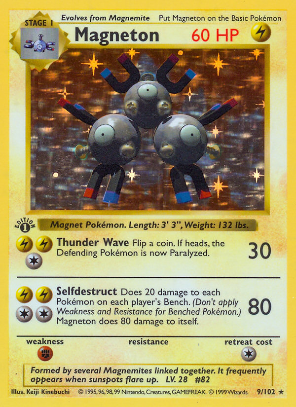 Magneton (9/102) (Shadowless) [Base Set 1st Edition] | Jack's On Queen