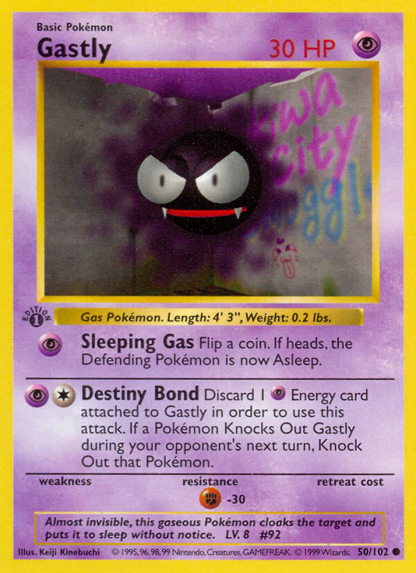 Gastly (50/102) (Shadowless) [Base Set 1st Edition] | Jack's On Queen