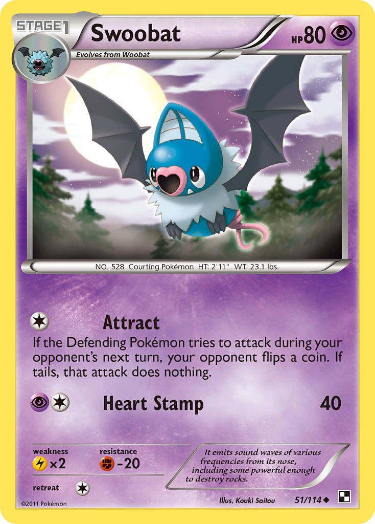 Swoobat (51/114) [Black & White: Base Set] | Jack's On Queen