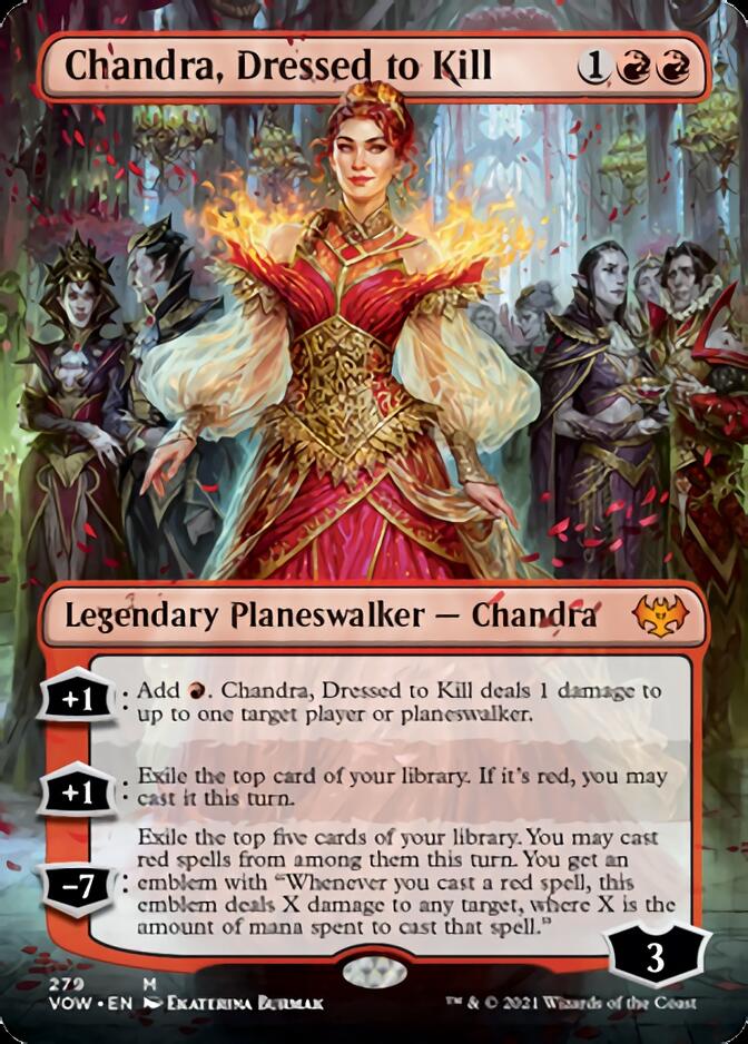 Chandra, Dressed to Kill (Borderless) [Innistrad: Crimson Vow] | Jack's On Queen