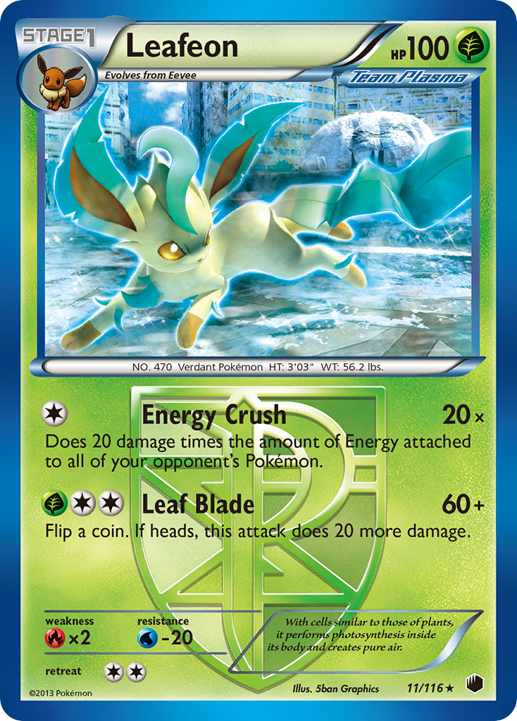 Leafeon (11/116) [Black & White: Plasma Freeze] | Jack's On Queen