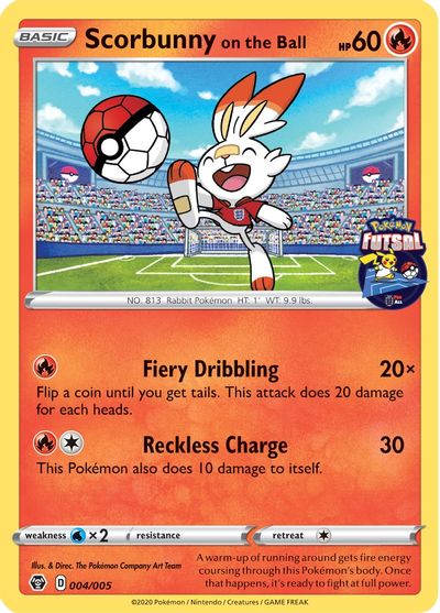 Scorbunny on the Ball (004/005) [Pokemon Futsal Collection] | Jack's On Queen