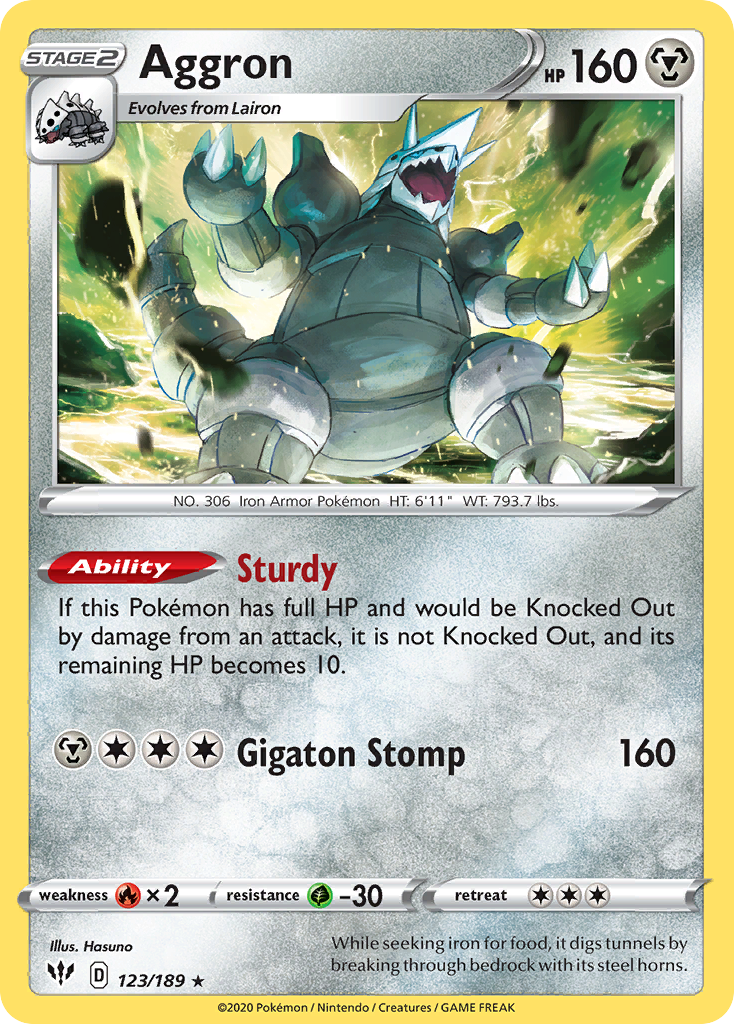Aggron (123/189) [Sword & Shield: Darkness Ablaze] | Jack's On Queen