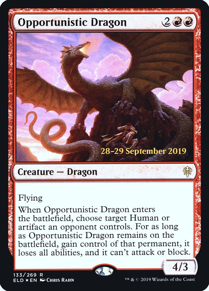 Opportunistic Dragon  [Throne of Eldraine Prerelease Promos] | Jack's On Queen